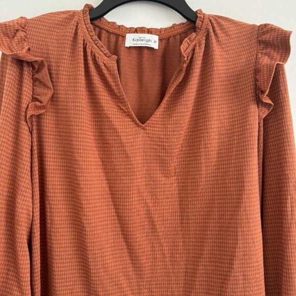 Kaileigh Women Long Sleeve Ruffle With Smocked Cuffs Blouse Top Size M - Picture 5 of 9